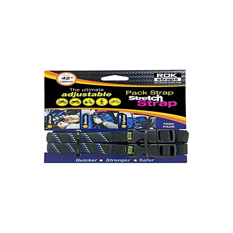 ROK Straps Motorcycle Adjustable Luggage Strap - Black/Blue/Green - 16mm