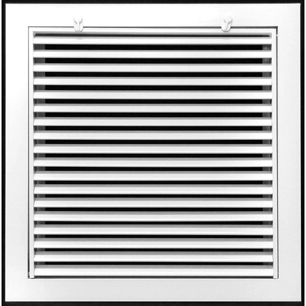 8" X 8" Steel Return Air Filter Grille for 1" Filter - Removable Face/Door - HVAC Duct Cover - Flat Stamped Face - White [Outer Dimensions: 9.75w X 9.75h]