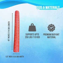 VOS Mega Foam Pool Wavy Noodle, Premium & Big, Super Soft Pool Noodle for Swimming and Floating, Pool Floats, Lake Floats - 1 Pack (KOVO Coral, 1 Pack)