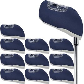 10Pcs Golf Covers Golf Wedge Headcovers Golf Club with See Through Window Clear Visible Head Covers Golf Accessories for Putters, Golf Beginner, Women Men (Navy)