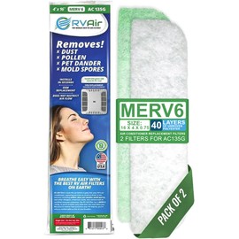 AC Filter - Air Conditioner Replacement Filters - RV Air Cleaner - Camper Accessories for Travel Trailers - Easy to Install Vent Filter - 16 x 4 x 0.75 in (2 Filters for AC135G)