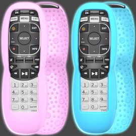 2 Pack Case for DirecTV RC73 Remote Control, Remote Cover Compatible with DirecTV Controller, Silicone Battery Cover Skin Sleeve Glow in The Dark Blue Purple