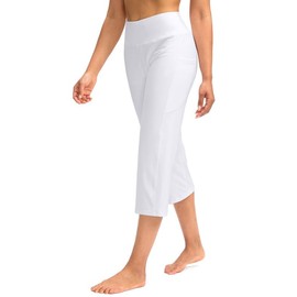 G Gradual Capri Pants for Women High Waist Workout Yoga Pants with Pockets Tummy Control Leggings Crop Straight Pant(White,S)
