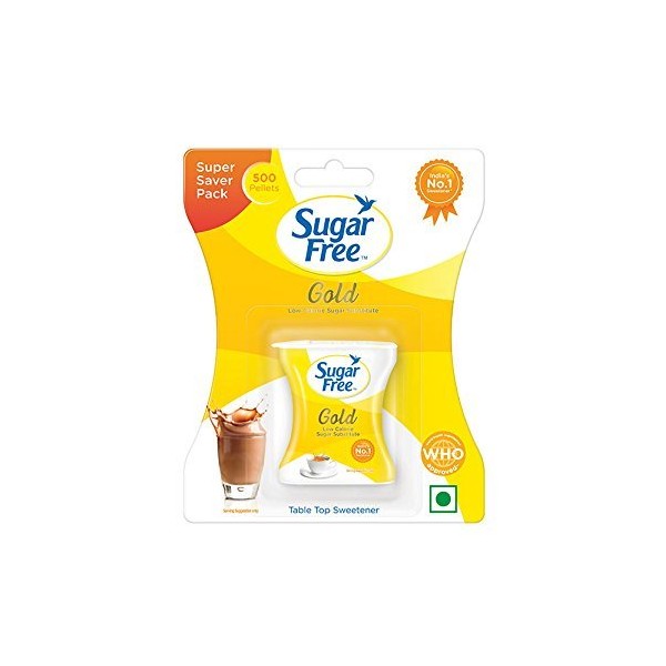 500 Tablets Sugar Free Gold is Equal to Zero Calories Sweetener Low Calorie Sugar Substitute 500 Pellets (Pack of 2)
