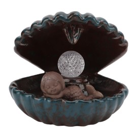 Incense Holder European Style Shell Shape LED Lamp Backflow Aromatherapy Furnace Ceramic Crafts Home Decoration