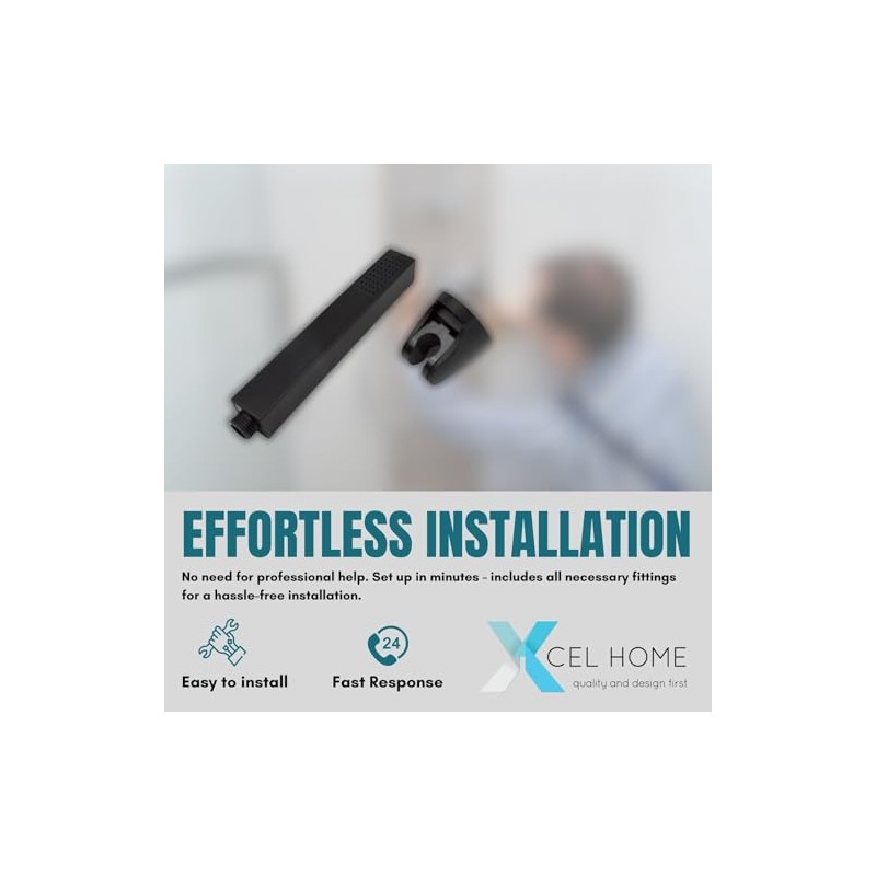 Black Cube Shower Head with Bracket - Modern Bathroom Tap