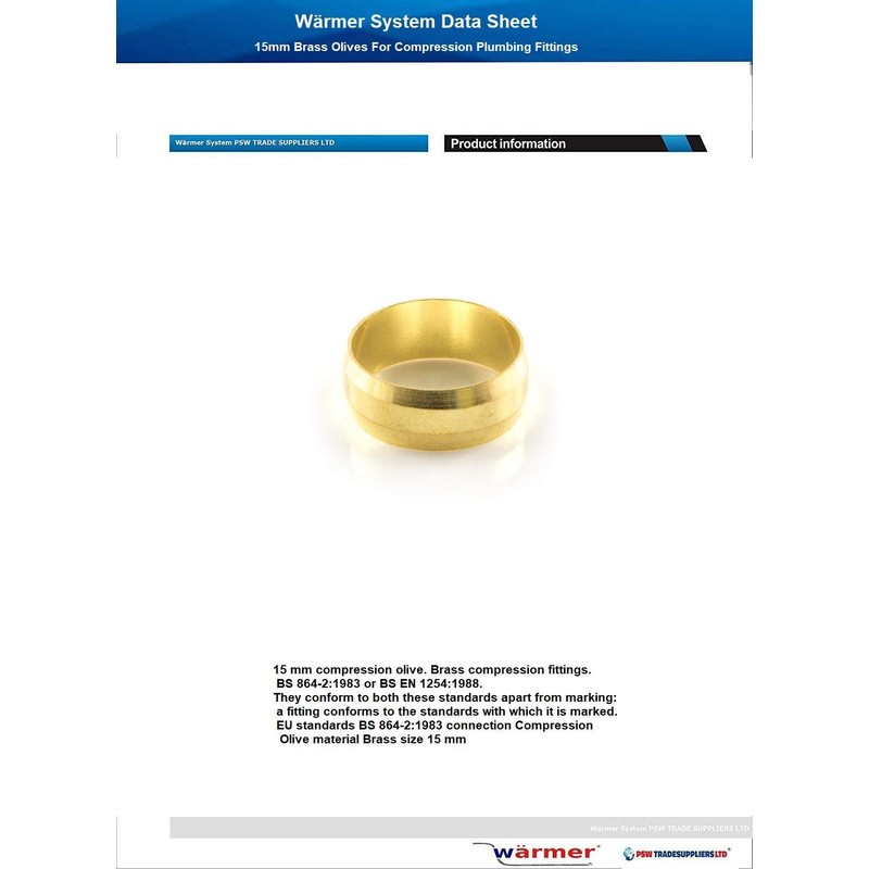 15mm Brass Olives for Compression Plumbing Fittings (10-15-20-25-50-100 Pack) (25)