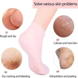 Calcetines Hidratantes para Pies, 2 Pares Calcetines de Silicona Hidratante para Pies, Calcetines Antideslizantes para Spa, Exfoliante para Pies, Elimina Callos, Piel Muerta, Suaviza Pies (Color de Piel, L)