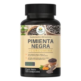 Pimienta Negra + Curcumina Suplemento Alimenticio 120 Caps Sin Sabor