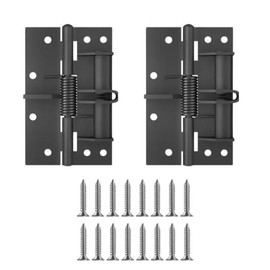Zicobox 2-Pack 4-Inch Automatic Self-Closing Door Hinges – Heavy-Duty Spring Hinges for Wooden Doors, 90-Degree Positioning (Black)