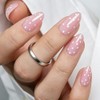 modelones Uñas postizas cortas con lunares en almendra, diseño de