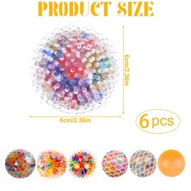 AMSNINK Set of 6 Stress Balls for Children and Adults - Anti-Stress Ball with 6 Textures, Anger Ball for Children, Squeeze Ball Toy Against Anxiety and ADHD, Children's Birthday Party