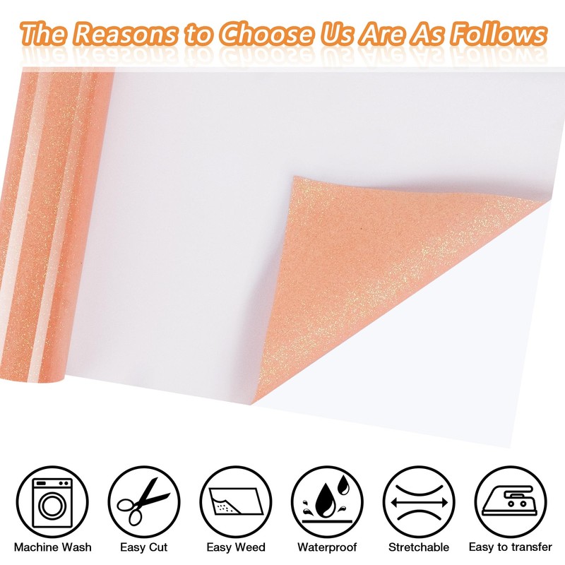 ​TORC Blush Glitter HTV Blush Heat Transfer Vinyl HTV Rolls,