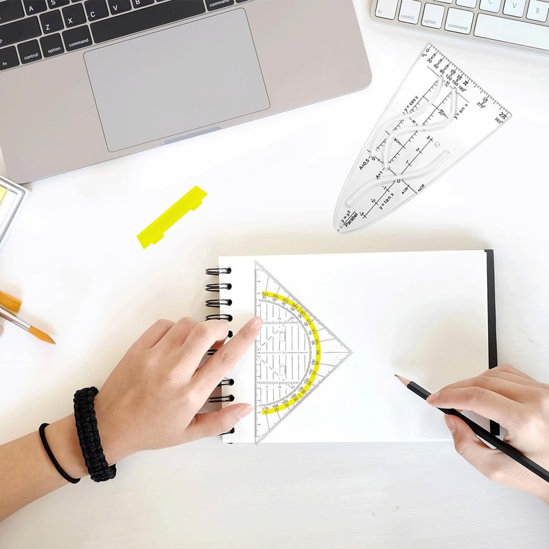 Set of 4 Parabolic Template Maths Geo Triangles Set Flexible