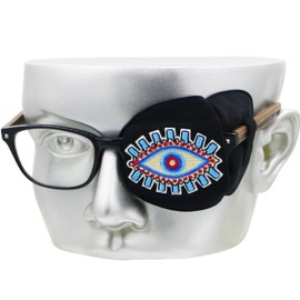 Parche para ojos astrópico de seda 3D para adultos y niños | Parche médico para gafas (Balck – ojo del juicio, ojo izquierdo)