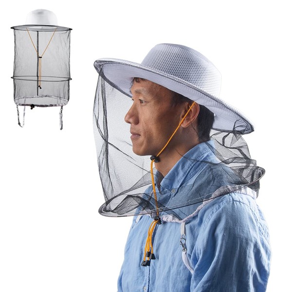 2 pcs Beekeeper Bee Veil Hat Bugs Moquito Gnats Fly Head Net Netting Hat for Hunting Fishing Camping Outdoor Hiking Camping Climbing Walking