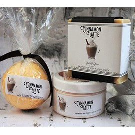 Chubby Chico Charms - All Natural Bath Set - Body Bar, Bath Bomb & Body Butter (Cinnamon Latte)