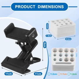Chunful Mobile Phlebotomy Tube Holder Rack with Clamp Mount Adjustable Phlebotomy Tray Organizer Kit Supplies for Hospital Laboratory Scientific Office, Clamps on Chair Arms, Wheelchairs and Bed Rails