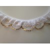 Double Ruffled Scalloped Lace Trim, White and Gold, 2 Tier