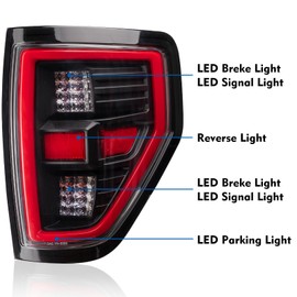 LED Tail Lights Assembly with Left and Right Sides Matte Black Cover Projector for Ford F-150 2009-2014 (Smoke)