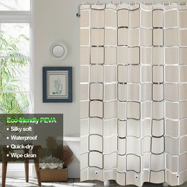 Myratts Plastic Shower Liner - Premium PEVA 5G Shower Curtain Liner with Rustproof Grommets and 3 Weighted Magnets, Waterproof Shower Curtains for Bathroom (Large Block, 72" x 78")