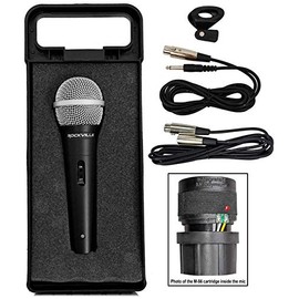 Rockville RMC-XLR - Micrófono dinámico con cable, cuerpo de metal, cartucho M-56, (2) cables OFC de 10 pies, clip de micrófono y funda, para DJs, kara