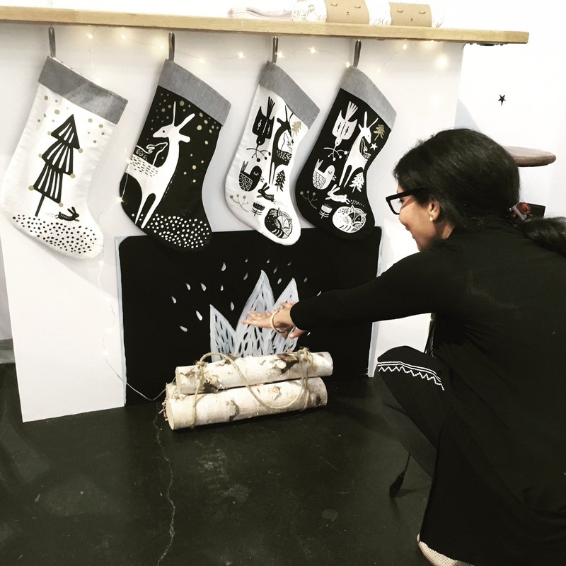 Wee Gallery, Winter Animals Stocking, Christmas Stocking - White on