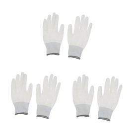 Anti-Slip Gloves, PU Coated Fingertip Work Gloves, Multipurpose Anti-Static Gloves for Horticulture, Car Mechanics, 3 Pairs - L/Grey
