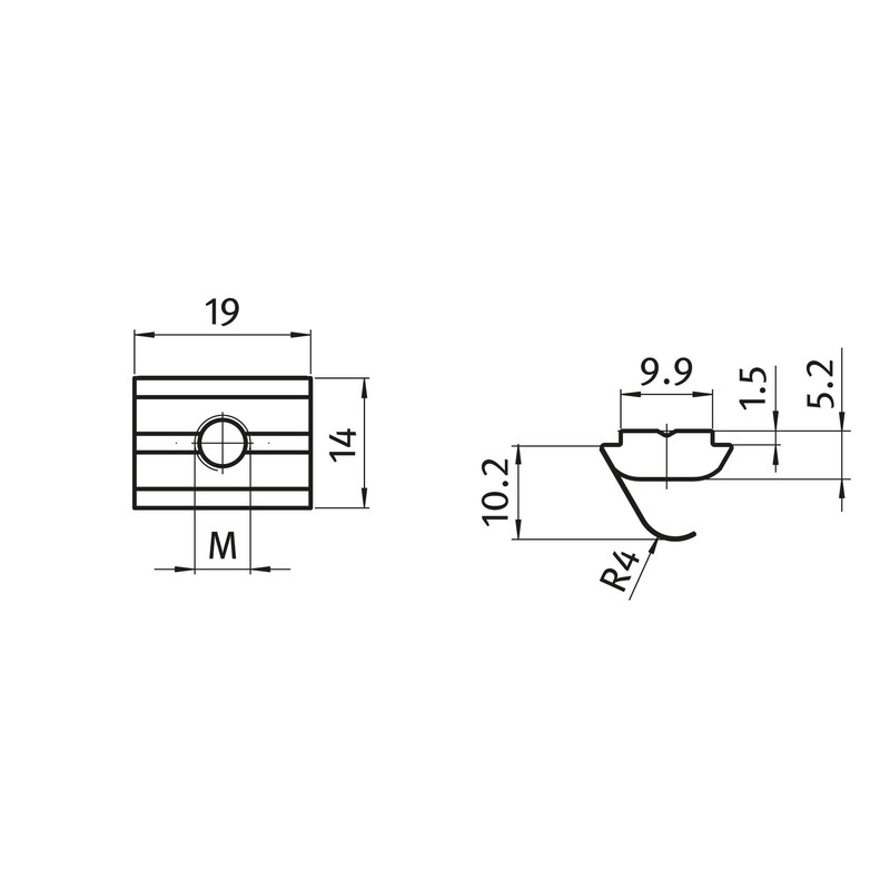 100 x T-Slot Nuts Swivelling Slot 10 Type B M8