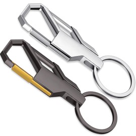 2 Pieces Metal Keychains Keyring Zinc Alloy Key Chain Business Key Ring Clip Holder Detachable Initial Key Ring for Men Women Home Car Keys