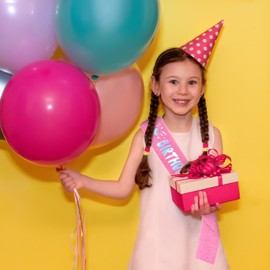 BAHABY Birthday Girl Sash with Iridescent Foil - Pink Glitter Birthday Sash for Women Girls Bday Party Favors