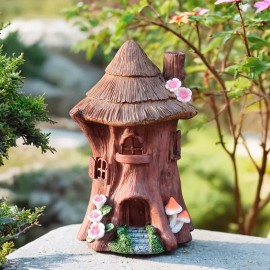 Treehouse Statue Outdoor Garden Fairy Tree House Indoor/Outdoor Art Sculpture Lawn Decoration Yard OrnamentColor: Brown, Size: One Size