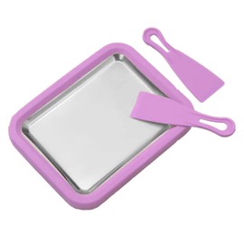 Ice Cream Maker, Ice Cream Plate With 2 Spatulas,DIY Rolled Ice Cream Maker, Home Use Non Electric Cold Plate 304 Stainless Steel Easy to Use Ice Cream Machine Make（purple）