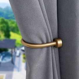 Premium Curtain Holdback, Quality Metal Decorative Curtain Holdbacks with Zinc Alloy Cap Finials,Rust-Proof, Set of 2 Window Curtain Holdbacks,Warm Gold