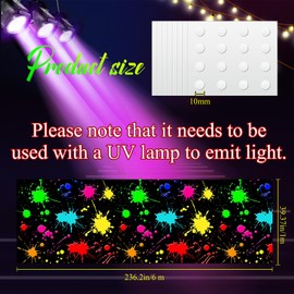 Haull 236 x 39 Inch Neon Light up Dance Floor Glow in The Dark Carpet Runner Neon Party Decorations UV Blacklight Reactive Fluorescent Rug for Holiday Party Favors(Ink)