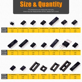 Rustark 169 Pcs 21 Types Integrated Circuit Chip Assortment Kit,Opamp, Oscillator, Logic Gate DIP IC Chip and Sockets Assorted Set with Store case for Electronic Equipment