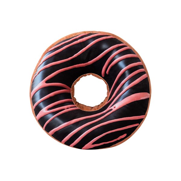 HYSEAS Round Throw Pillow 14 Inch Chocolate Pink Donut, 3D