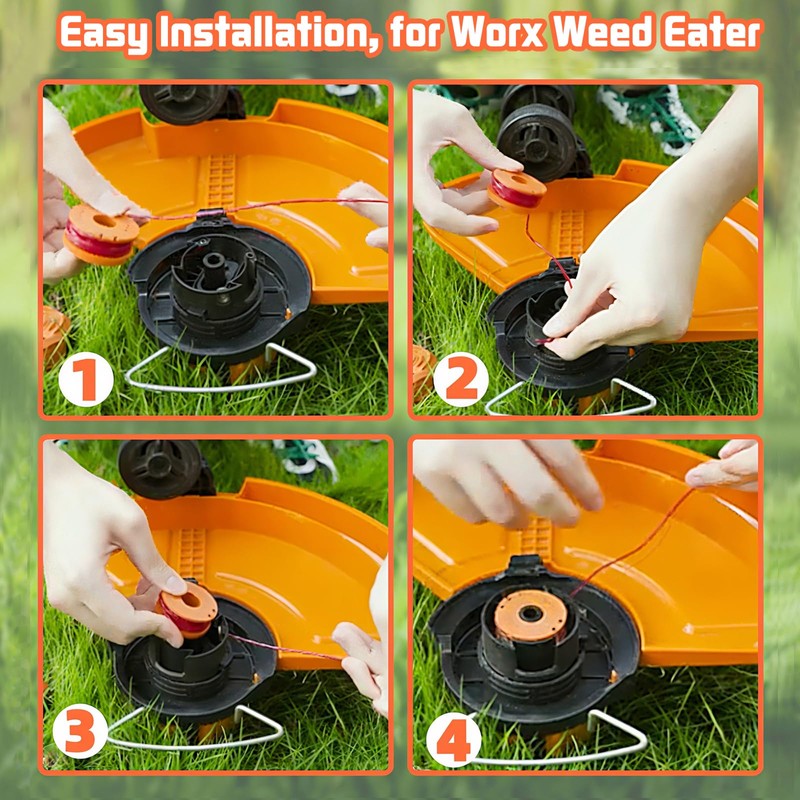 WA0010 Trimmer Spools for Worx 6-Pack,10ft 0.065" Pre-Wound Replacement for