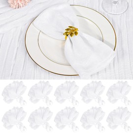 100 Packs Gauze Cheesecloth Napkins 17 x 17 Inch Dinner Napkin with Wrinkled Soft Cotton Cloth Napkin Rustic Decorative Napkins for Weddings Party Baby Shower Home (White)