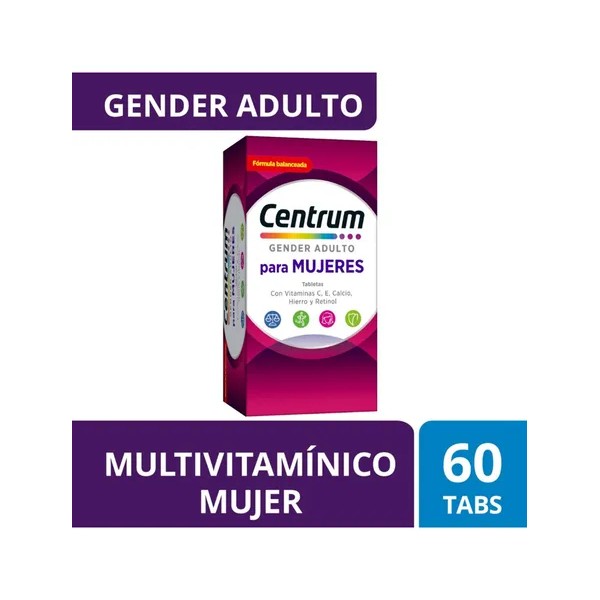 Frasco Multivitamínico Centrum Mujer con Vitamina C Vitamina E Calcio