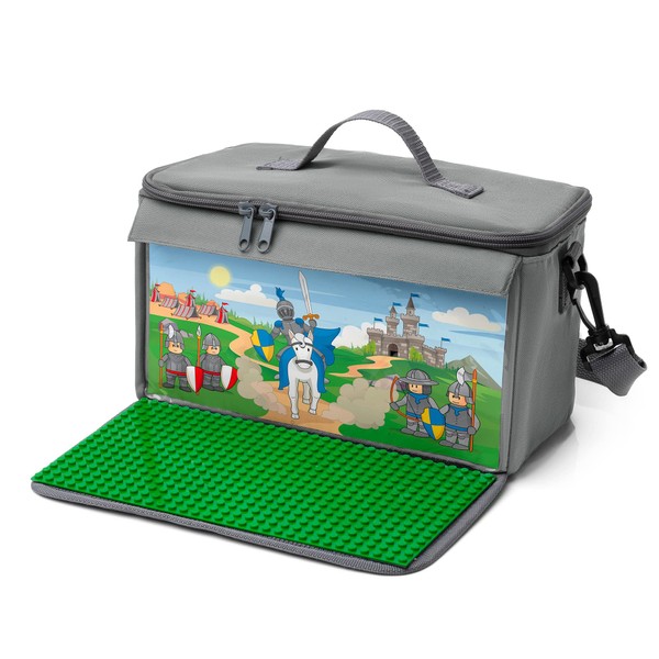 fantifant Building Block Bag with Fold-Out Building Plate Compatible with