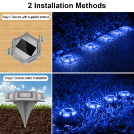 CREPOW Solar Dock Lights Driveway Deck Lights - 12 Packs Waterproof Outdoor LED Aluminum Dock Lighting Warning Step Light for Driveway Sidewalk Garden Pathway Yard (Blue)