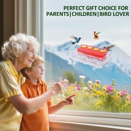 2 Pack Window Hummingbird Feeder with Strong Suction Cup, Plastic Hummingbird Feeders for Outdoors, Built-in Moat,Easy to Clean and Refil (10oz) (2, Purple)