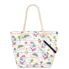 NEW Skull Pirate Unicorns Rainbows Ice Cream Zippered Rope Handle Purse Tote