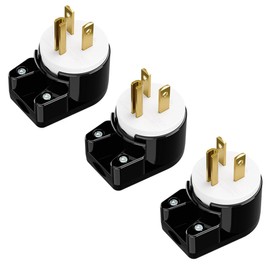 [3-Pack] USA 3-Prong Male AC Plug, Right Angle ETL Nema 6-20P 3 Pole DIY Rewirable, 20A 250V USA 3Pin AC Connector, 8 Direction Rotatable Plug