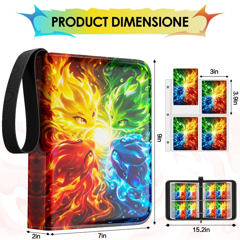 Card Binder 4 Pocket, Holds 400 Cards with 50 Removable