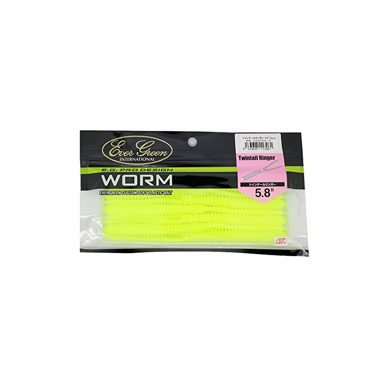 Evergreen Worm Twin Tail Ringer 5.8" Solid Chart #79 Lure