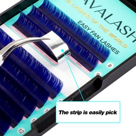 VAVALASH Colored Easy Fan Eyelash Extensions 0.07 D Curl 8-15mm Mixed Tray Blue Self Fanning Lashes 2D-10D Colorful Volume lash extensions（Blue,0.07-D-8-15 Mix）