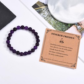JEWTOP Bracelet with 8 mm Natural Stone Beads, Healing Stones Bracelet for Women, Protection Bracelet, Chakra Yoga Bracelet for Friendship/Couple/Girlfriend/Sister Bracelets, Stone