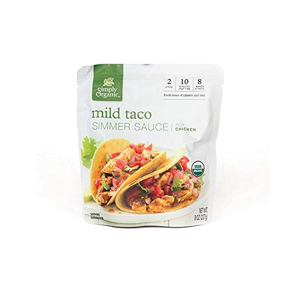 Simply Organic Mild Taco Simmer Sauce, Certified Organic | 8 oz